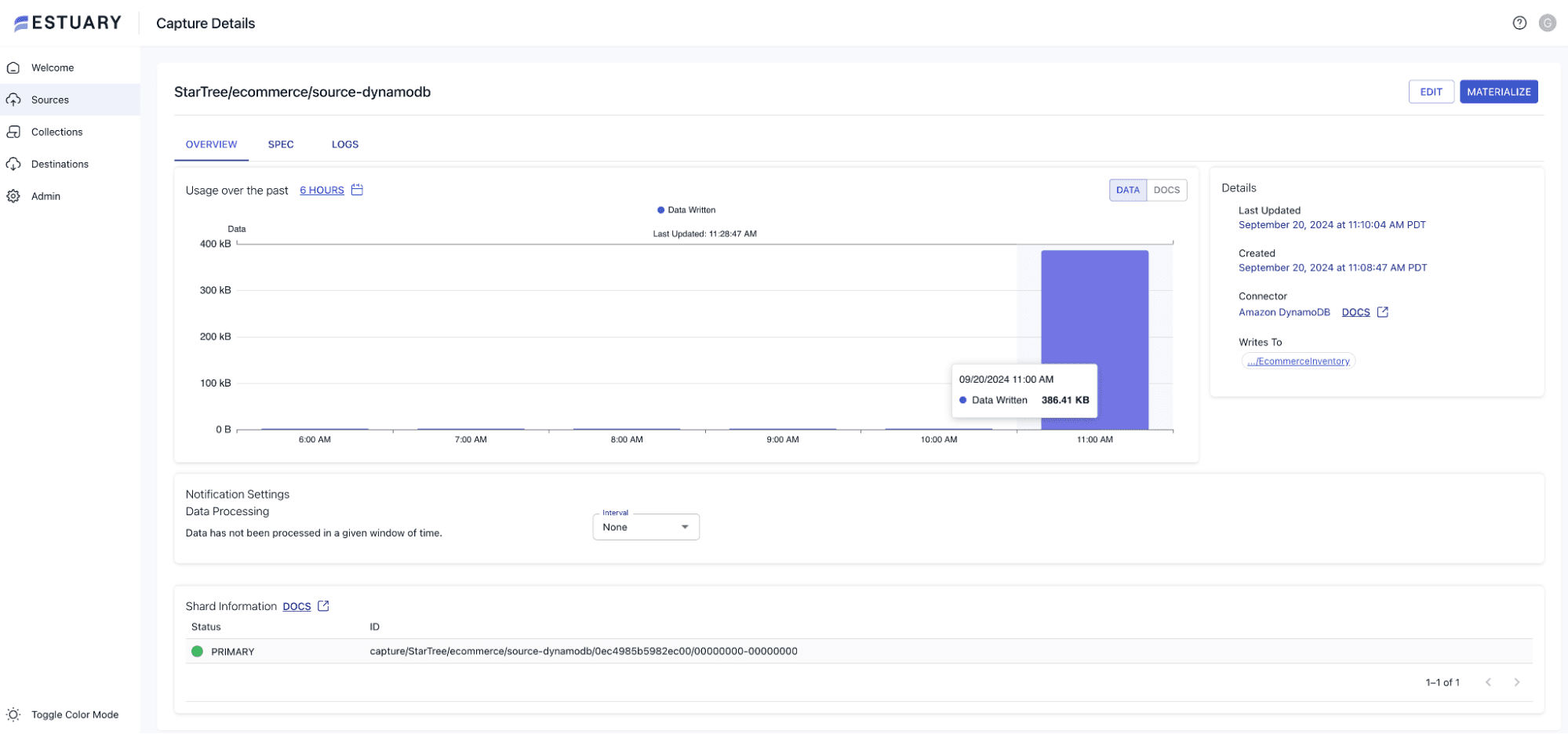 How to complete the Capture setup between DynamoDB and Estuary