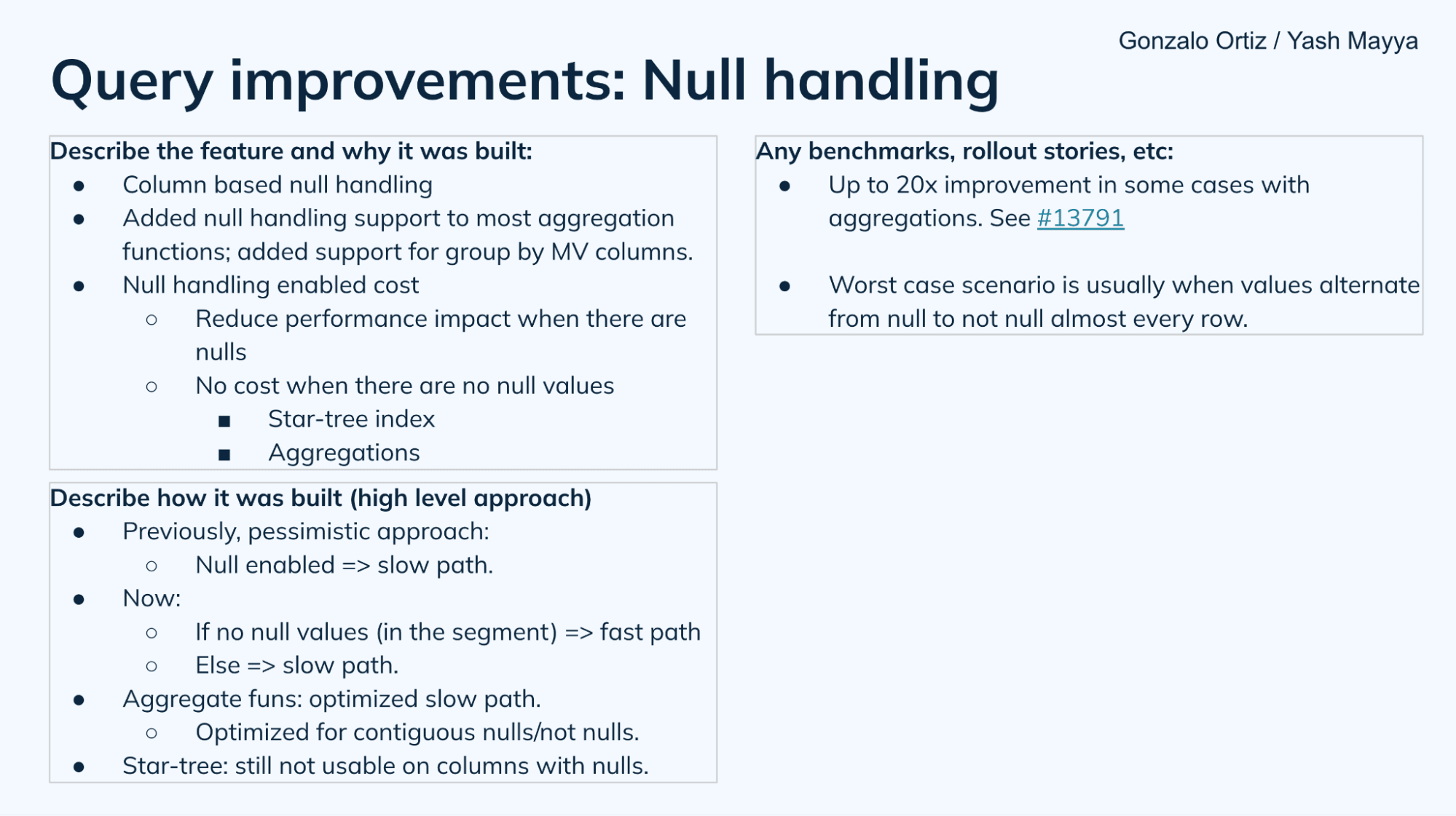 Query improvement in Apache Pinot: Null handling