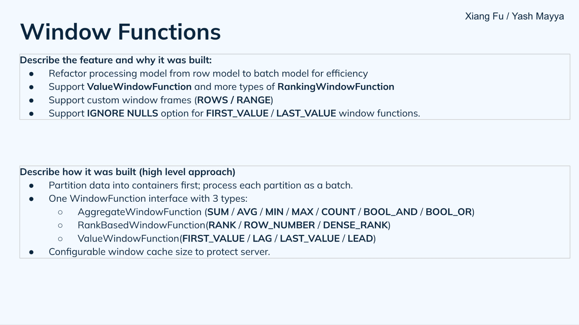 Window functions in Apache Pinot