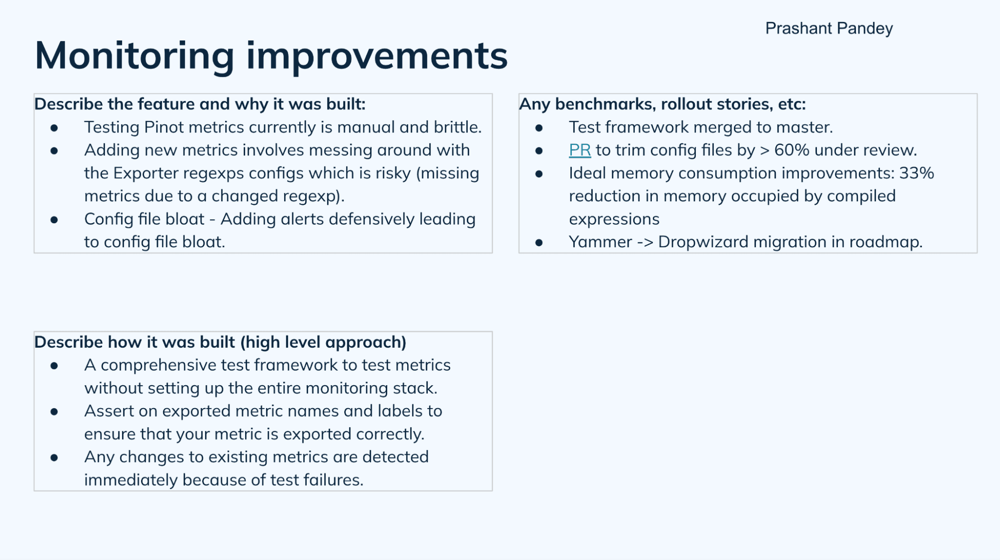 Monitoring improvements in Apache Pinot