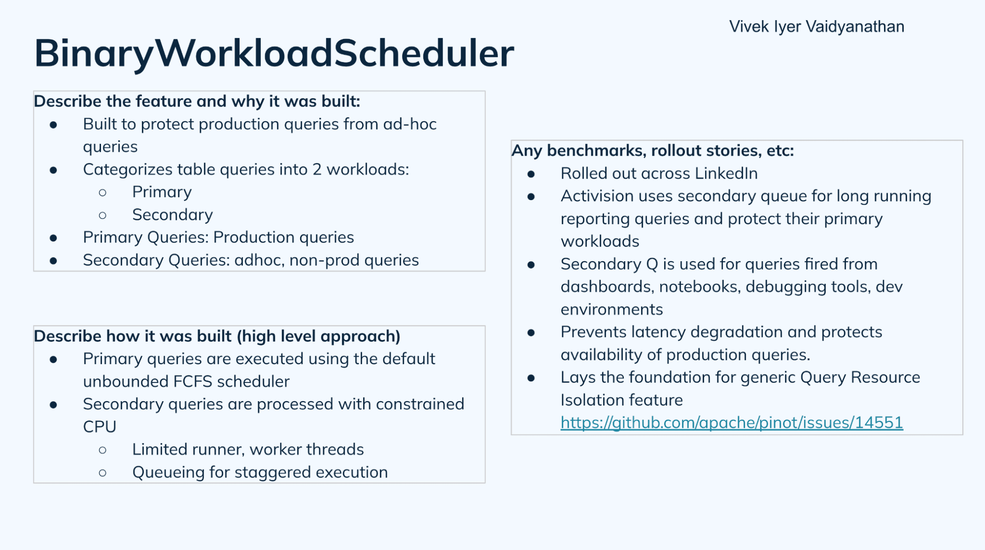 BinaryWorkloadScheduler in Apache Pinot