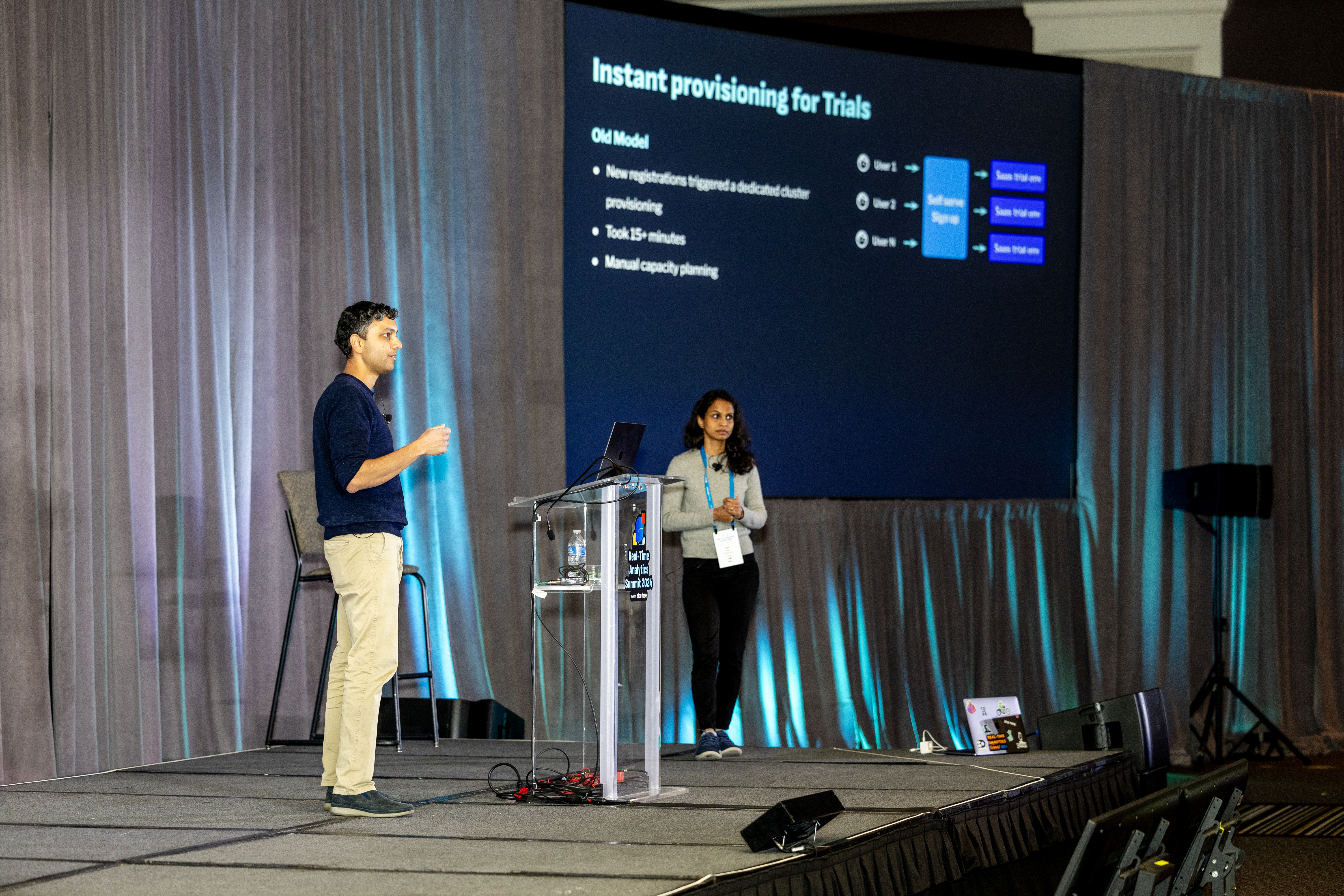 Neha Pawar and Chinmay Soman (StarTree) discussed serverless Apache Pinot with StarTree at RTA Summit 2024